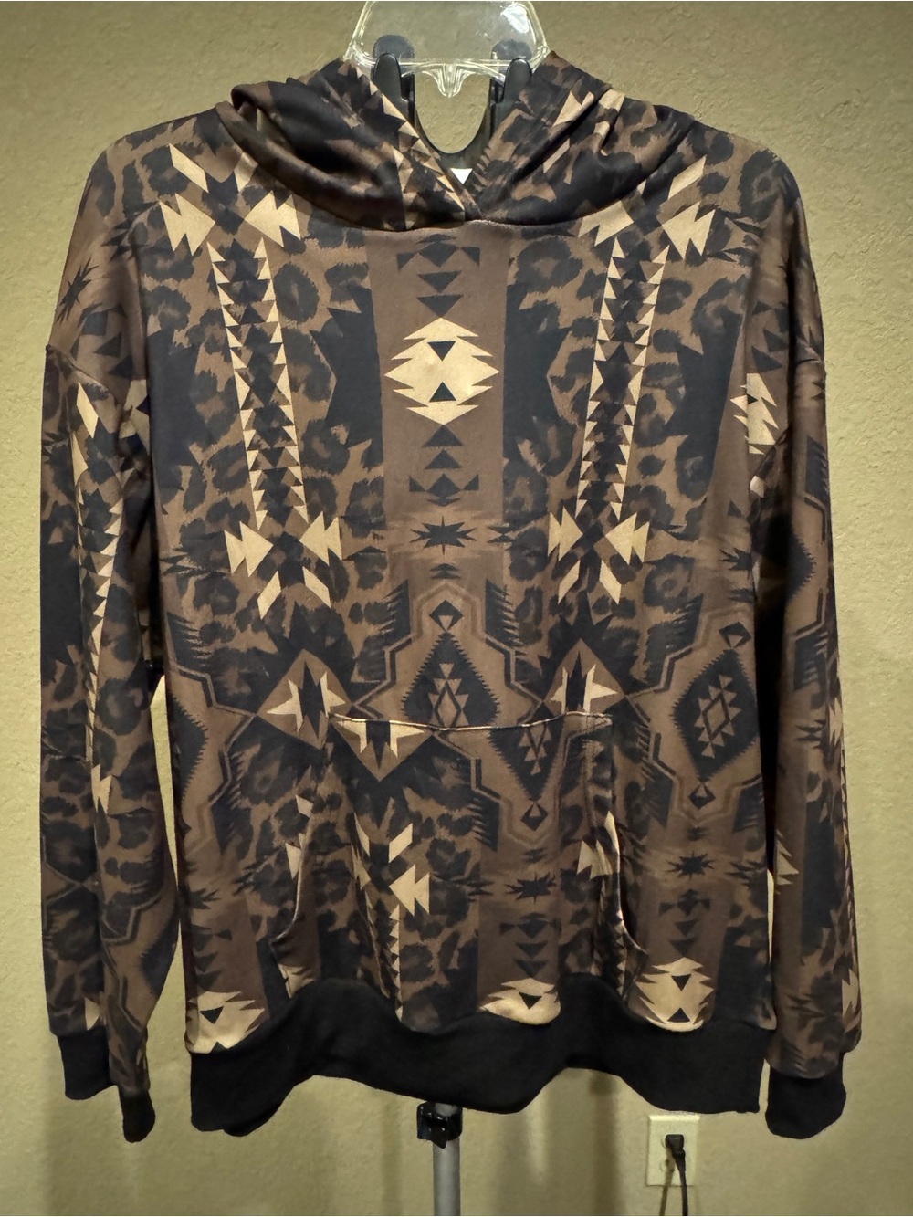 Brown Aztec-Print Crazy Train Pullover Hoodie